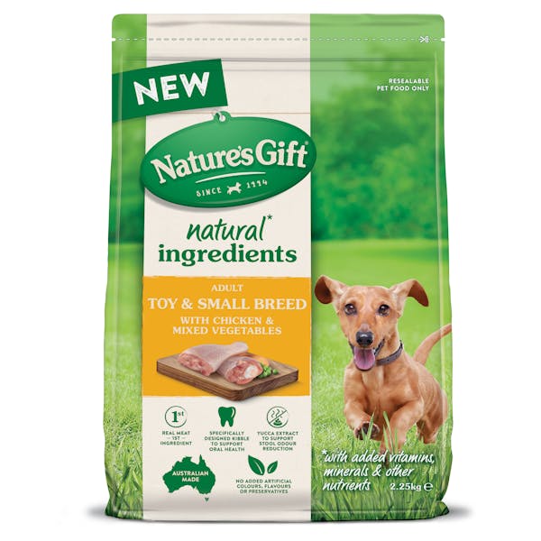 Nature’s Gift | Toy & Small Breed with Chicken & Mixed Vegetables | Dry dog food | Front of pack