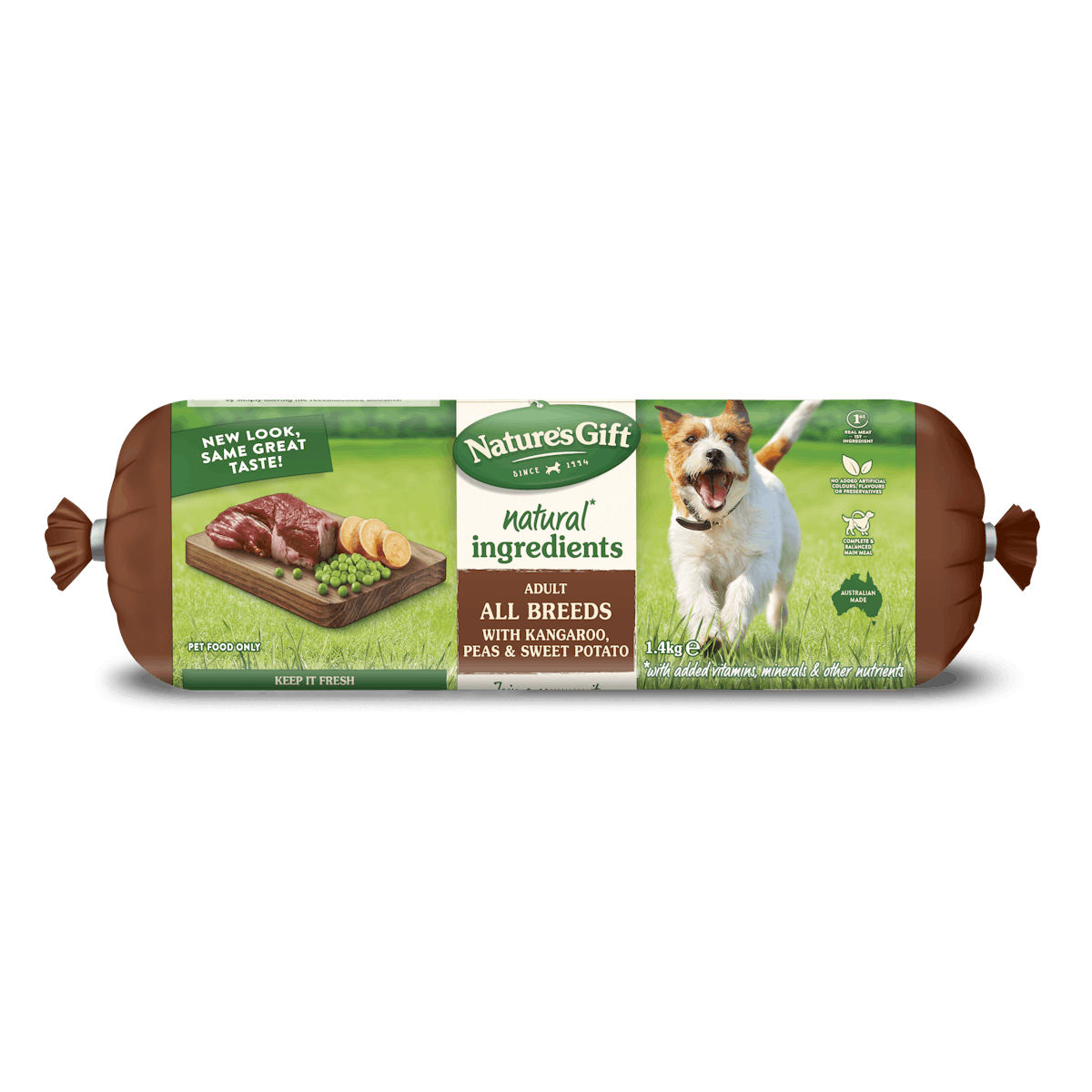 Nature’s Gift | Kangaroo, Sweet Potato & Peas | Chilled dog food | Front of pack