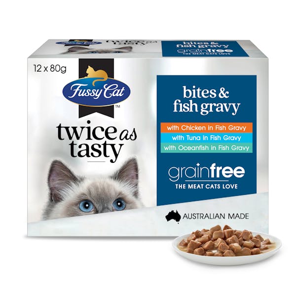 Fussy Cat | Bites & Fish Gravy | Wet Cat Food | Front of pack