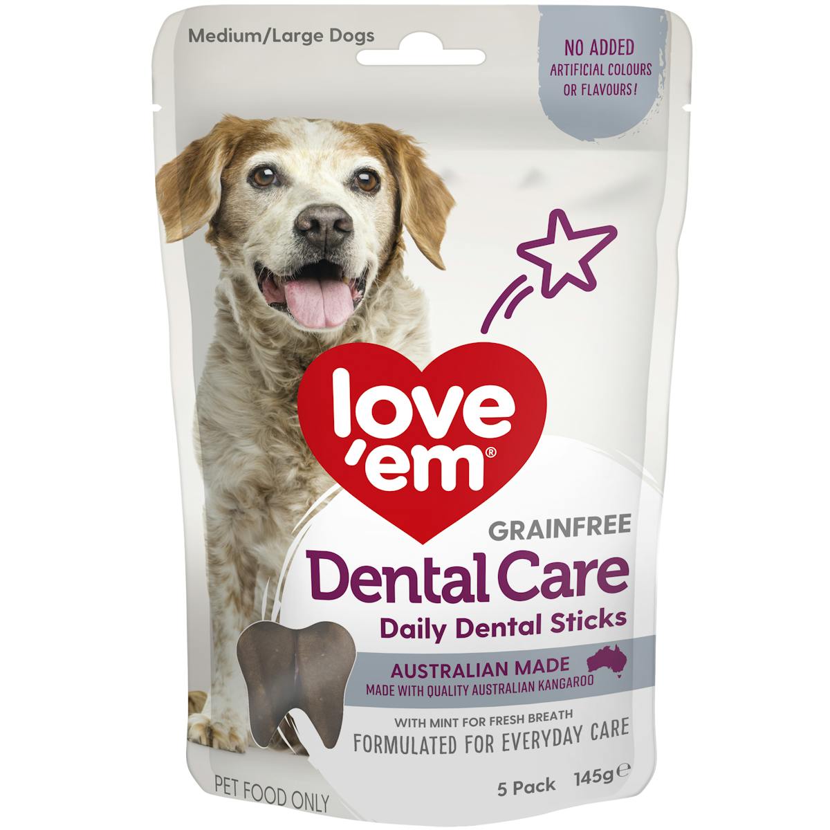 Love'em | Dental Care Daily Dental Sticks Medium - Large | Dog treats | Front of pack