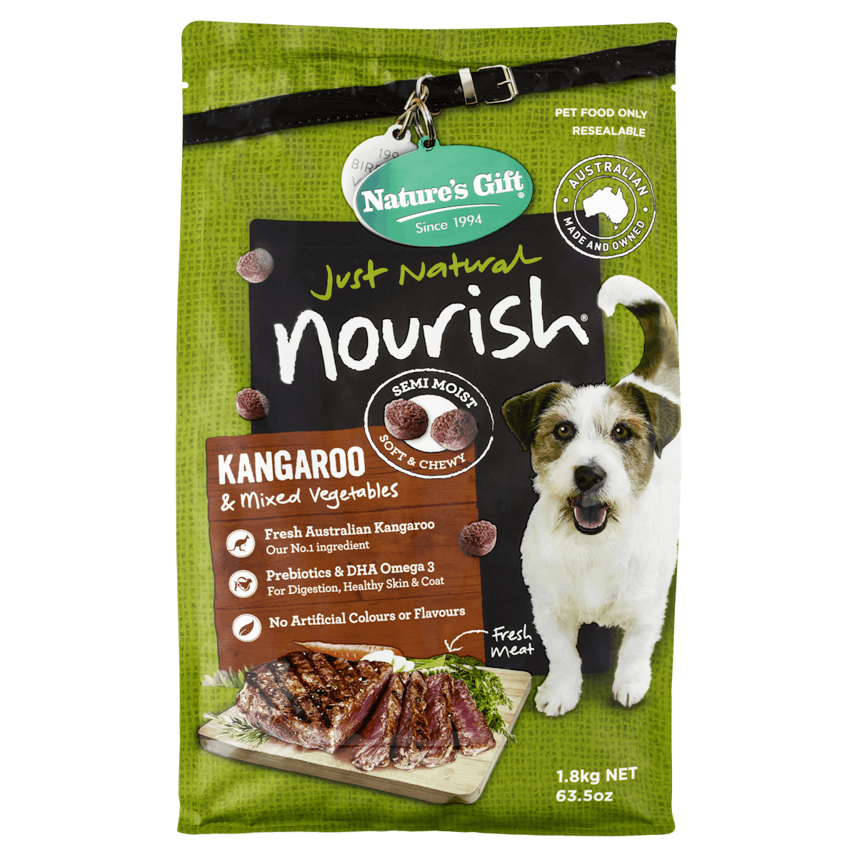 Nature’s Gift | Kangaroo & Mixed Vegetables | Dry dog food | Front of pack