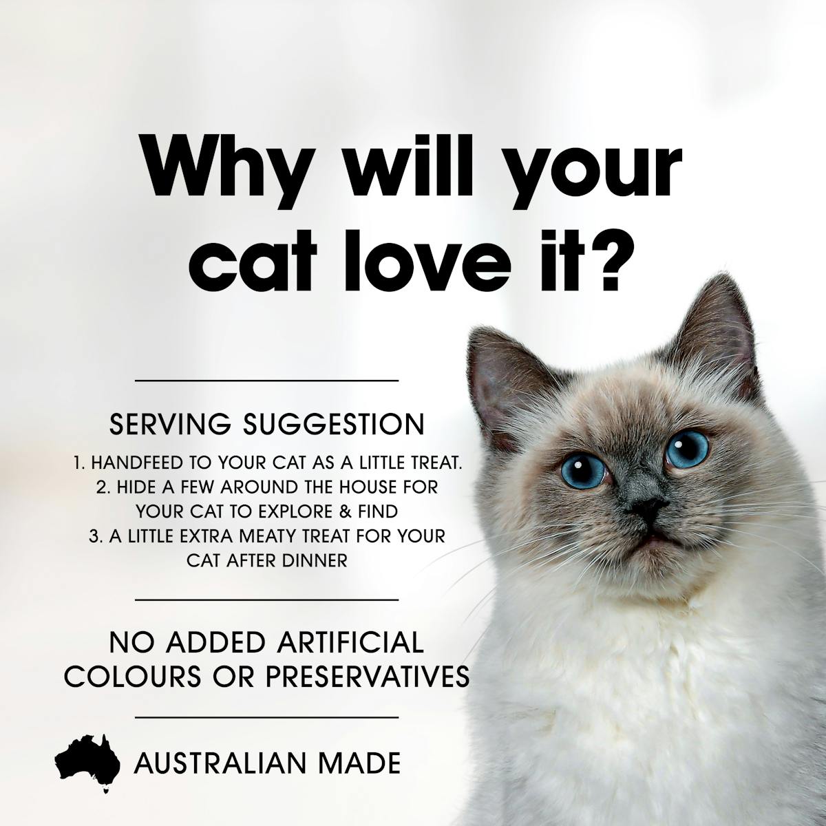 Fussy Cat | With Kangaroo Treats 100g | Cat treats | Top of pack