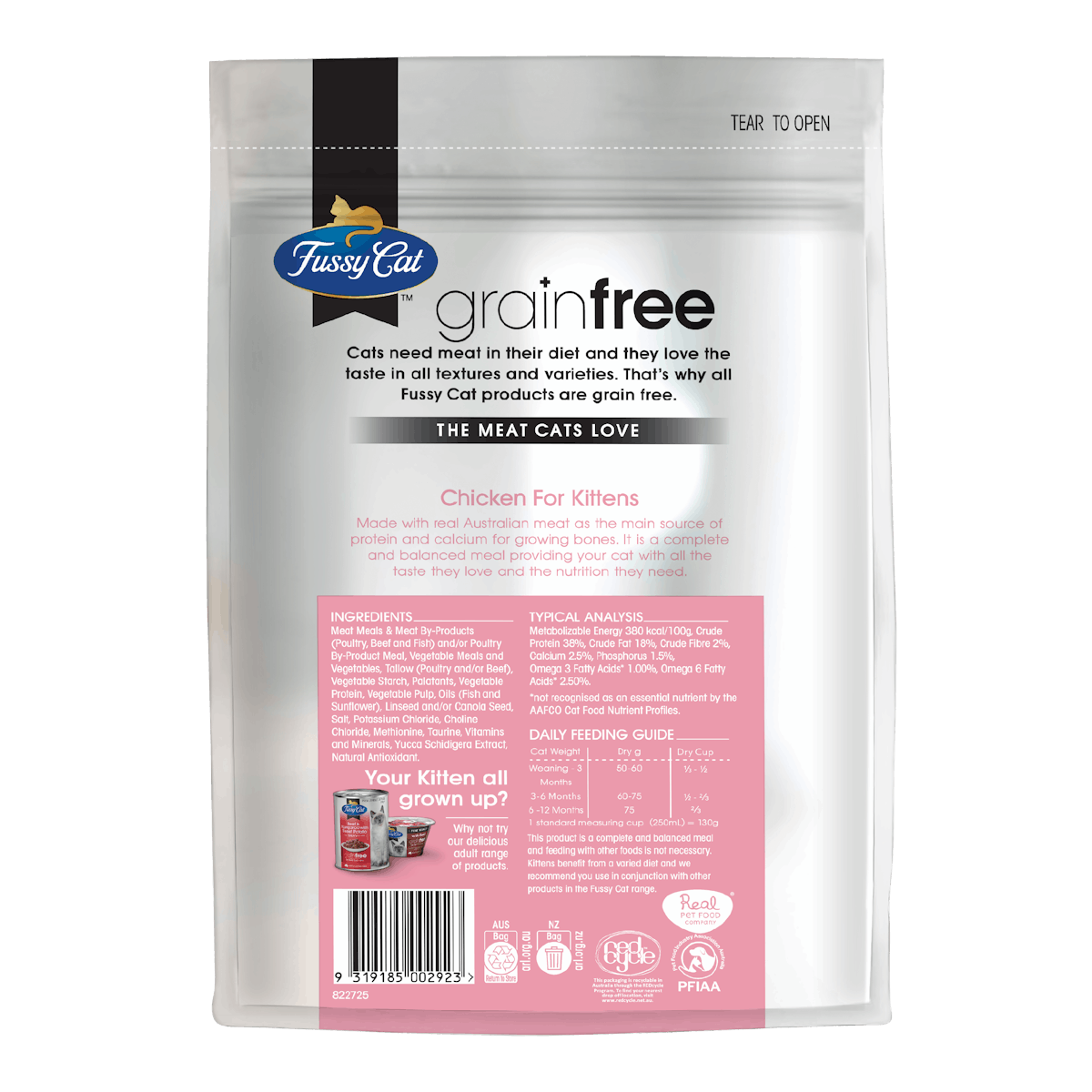 Fussy Cat | Chicken | Dry cat food | Back of pack
