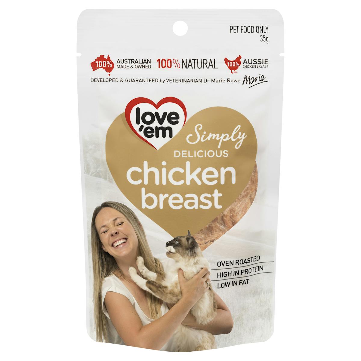 Love'em | chicken breast | Indulge cat | Front of pack