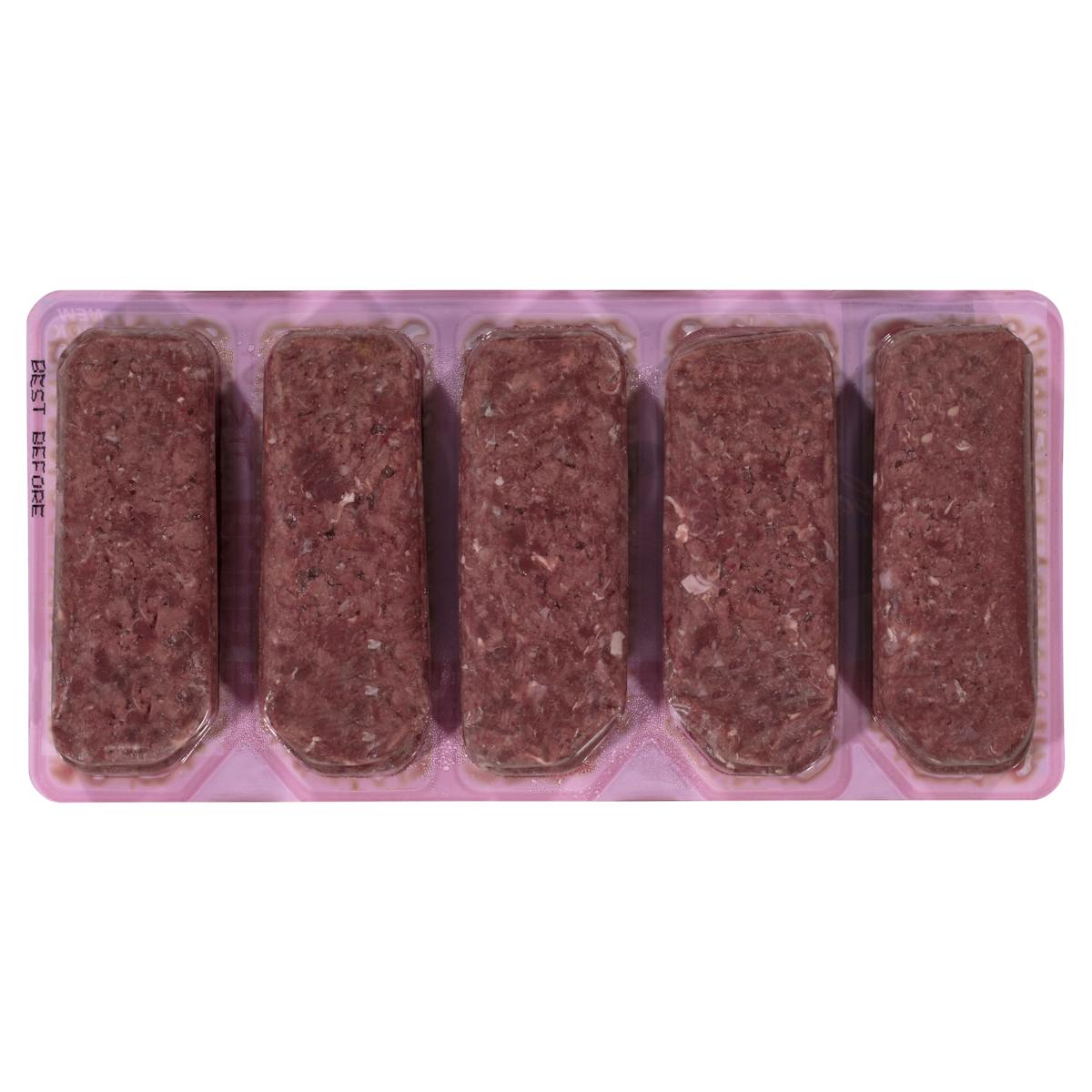 Fussy Cat | Finest Steak Mince with Lamb & Liver Flavour 5 x 90g | Chilled cat food | Back of pack