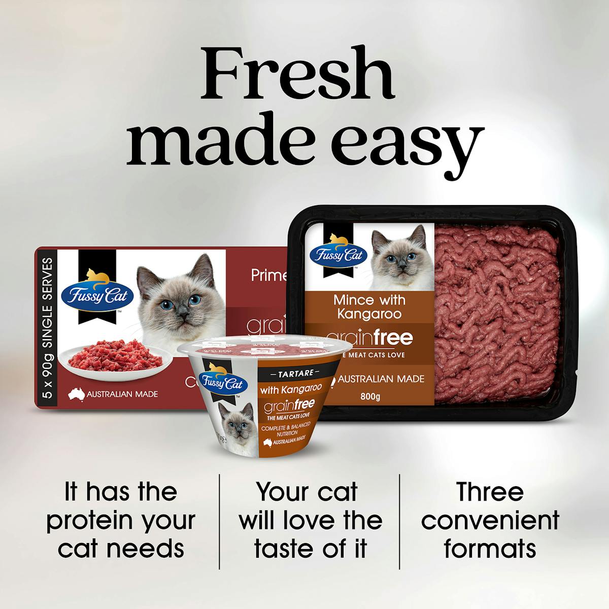 Fussy Cat | Prime Steak Mince 5 x 90g | Chilled cat food