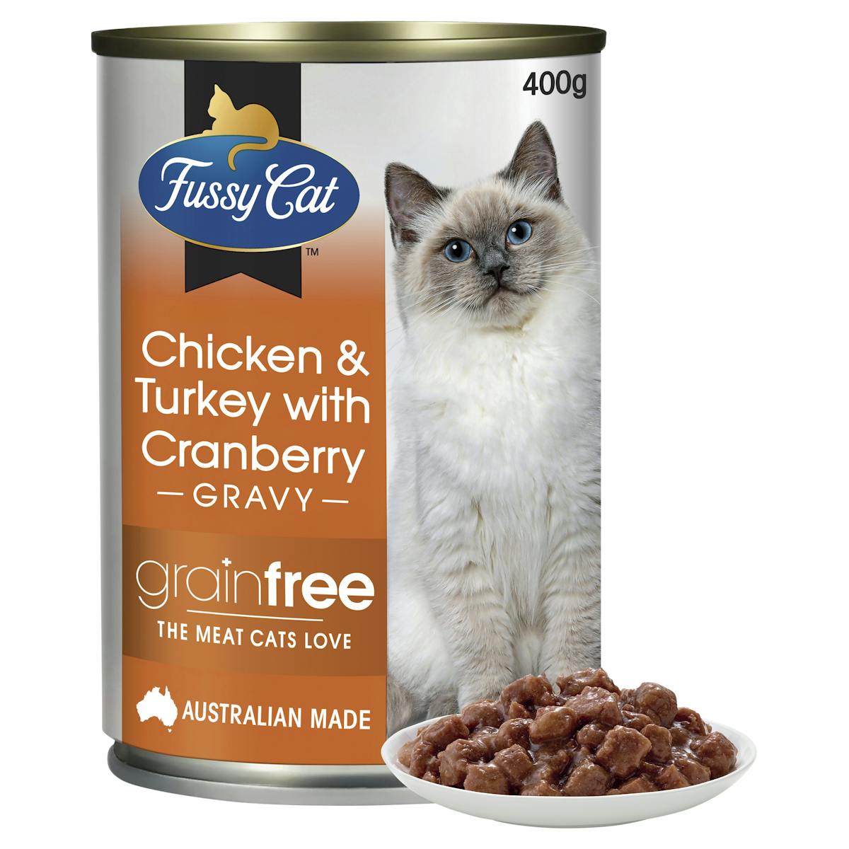 Fussy Cat | Chicken & Turkey with Cranberry 400g | Wet Cat Food | Front of pack