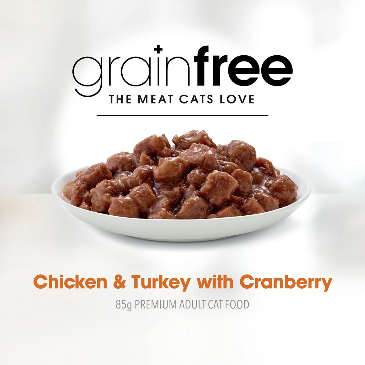 Fussy Cat | Chicken and Turkey with Cranberry 85g | Wet Cat Food | Right of pack