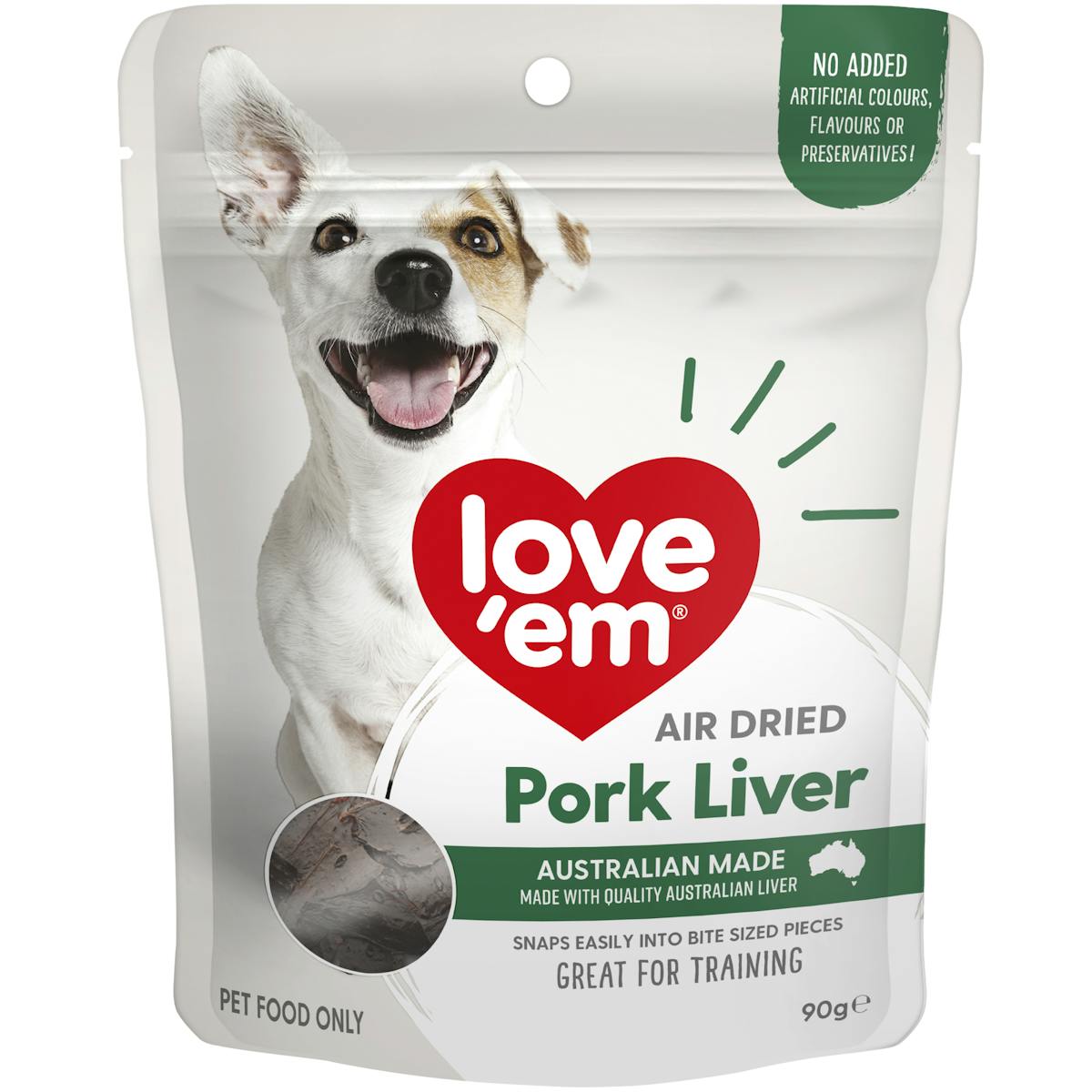 Love'em | Air Dried Pork Liver | Train dog | Front of pack
