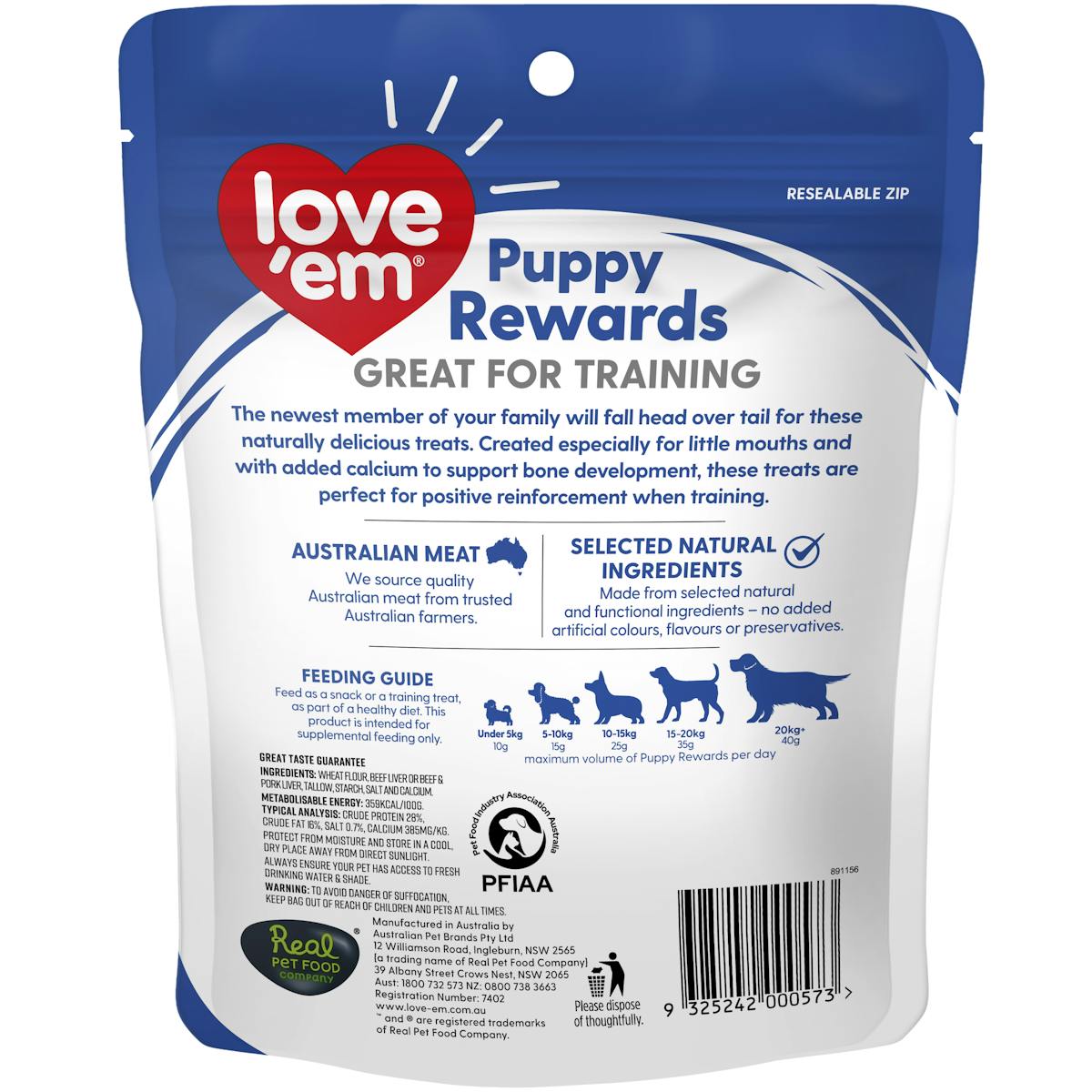 Love'em | Puppy Rewards | Train dog | Front of pack